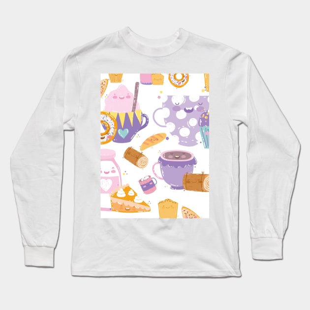 Cute Cup Cake / Sweets Pattern Long Sleeve T-Shirt by SomebodyArts